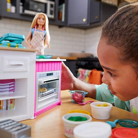 Original Barbie Children Kitchen Toy Cookware Pot Pan Kids Pretend Cook Play Toy Simulation Kitchen Utensils Toys Children Gift