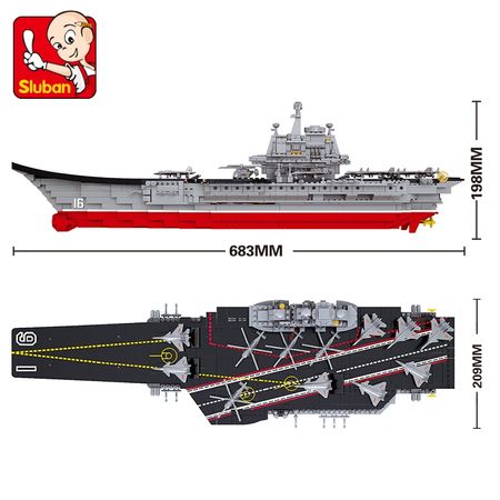 Sluban Military submarine sets  boat Aircraft carriers warship model Building Block ship 3D Construction Brick  Child gift toys