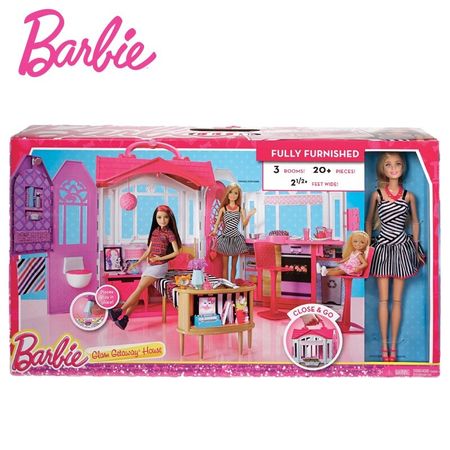 Original Barbie Home Doll House Furniture Miniatures Dollhouse Kit Cute Room Baby Girl Toys Poppenhuis Casa de Boneca CFB65