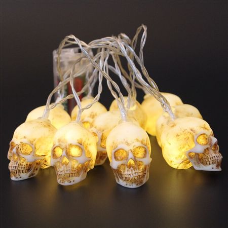 A string of 10 skull head led lights miniature resin holiday decoration led lights party decoration lights home decoration