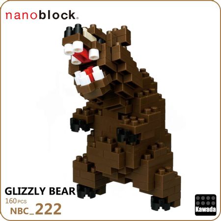 NanoBlock Grizzly Nbc _ 222 GRIZZLY BEAR (160 PIECES) MINI BRICKS PUZZLE NEW