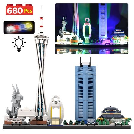 New City Street View LED Light Famous Architecture Building Blocks Creator Guangzhou TV Tower Bricks DIY Toys For Children Gifts