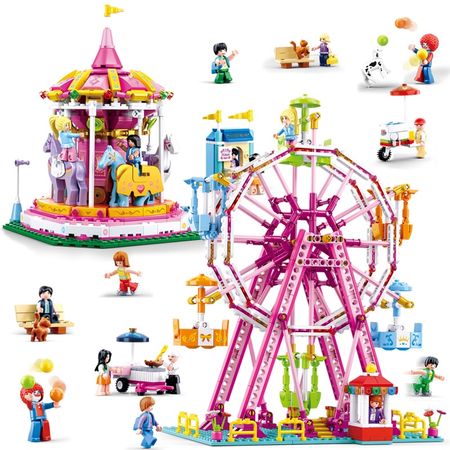 Amusement Park Ferris Wheel Building Blocks city Friends  carousel DIY  Bricks Model Playground  For Children Girls Toy Gift