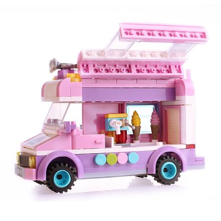 213pcs City Friends Princess Ice Cream Car Outing Bus Construction Building Blocks Sets Kit Kid  Girls Toy Christmas Gifts