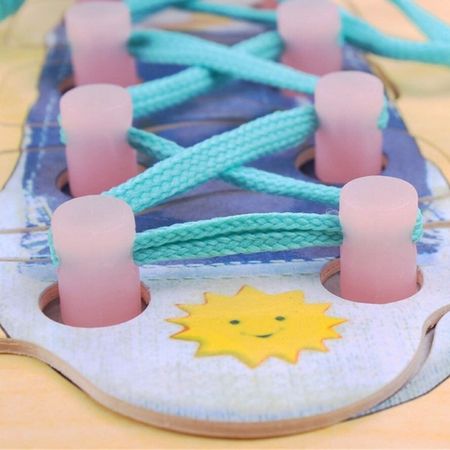 Montessori Wooden Beads Toy DIY Lacing Beech Threading Board Sewing Toys Wood Beaded Blocks Game For Boys Girls Birthday Gifts