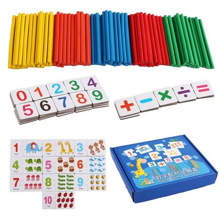 Kids Math Toys Wooden Digital Arithmetic Mathematical Pairing Cards Countin Sticks Montessori Kindergarten Toy For Boys Girls