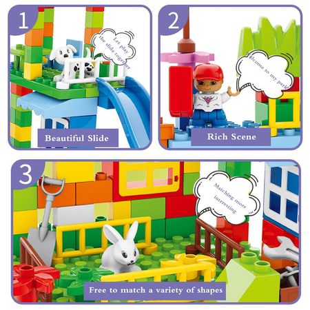 113/226 PCS Big Building Blocks ABS Children Educational DIY Amusement Park Assemble Bricks