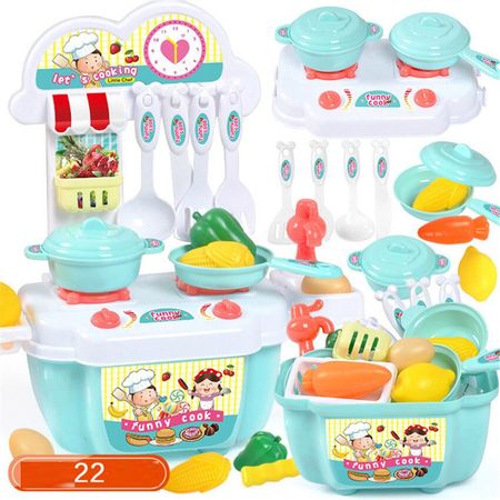 22Pcs Plastic Mini Children Baby Kitchen Play House Toy Simulational Kitchenware Storage Cookware Cooking Pretend Play for Girls