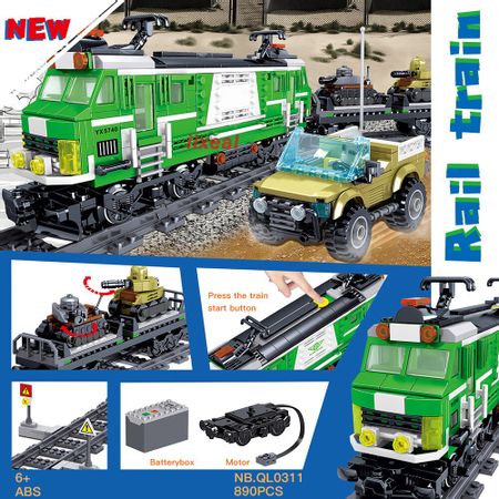 Train Fit Lego City Electric Motor Rail Carrier Building Blocks Technic Military Army Troop Equipment Carriers Brick Toys 890pcs