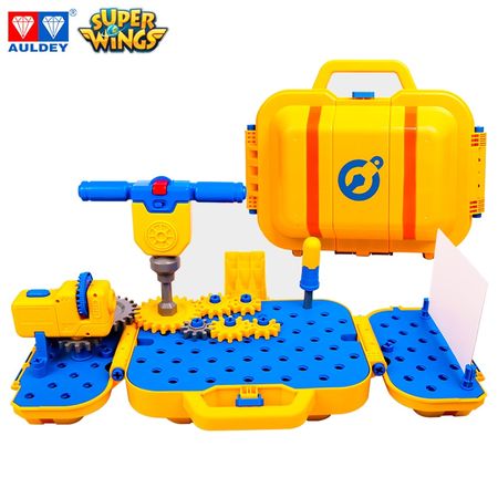 AULDEY Super Wings Donnie Cool Toolbox Plays Electric Rock Drill Fun Projector Action Figures Toys Storage Box Aniversario Gifts