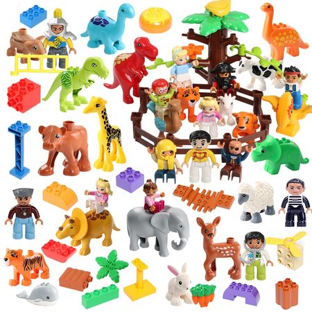 Animal Model Figures Big Building Block Sets Elephant Kids Toys For Children