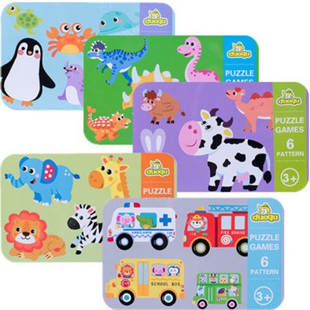 Large Size Children Montessori Game Wooden Puzzle Toys Cartoon Animal Traffic Dinosaur Pair Matching Wood Jigsaw Puzzles Kid Toy
