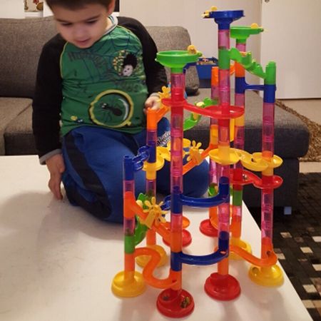 105PCS DIY Construction Marble Race Run Maze Balls Pipeline Type Track Building Blocks Baby Educational Block Toy For Children