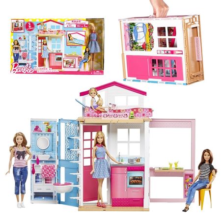 Original Barbie Doll Flashing Holiday Home Doll Story House & Doll Dollhouse Kit Cute Room Baby Girl Toys Casa de Boneca