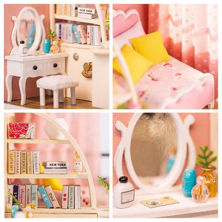 Doll House Furniture DIY Miniature 3D Wooden Miniaturas Dollhouse With Dust Cover Toys for Children Birthday Gifts Handmade