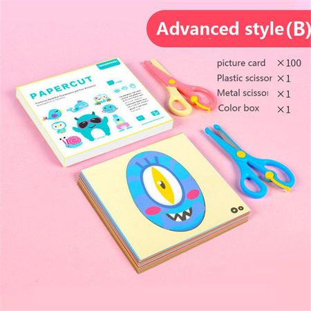 100PCS Creative Kids Cartoon Colorful Paper Folding and Cutting Toys Kindergarten Art Craft Education Cut Toy Puzzles Children