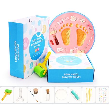 Safe Newborn Baby Hand Print Footprint Imprint Kit Baby Care Air Drying Soft Clay DIY Toys Casting Souvenirs Mud Maker Gifts