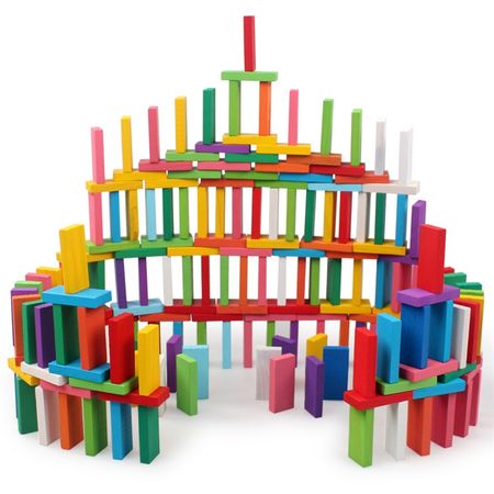 360Pcs/set Kids Color Sort Rainbow Wooden Domino Blocks Toys For Children Dominoes Games Early Educational Bright Wood Toy Gifts