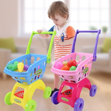 Shopping Cart Pretend Play toys A Set of Fruits and Vegetables Mini Toys for Children girls