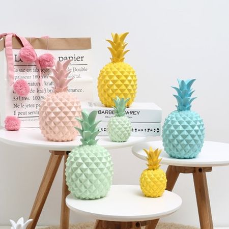 Ceramics Pineapple Shaped Figurine Gold Black Pineapple Crafts Miniatures Gift for Office Home Decoration Accessories Decor