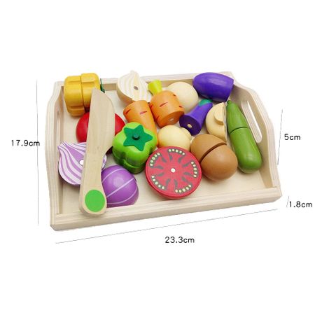 Wooden Toys Montessori Pretend Cutting Fruits and Vegetables Toys Classic Game Simulation Kitchen Series Toys Early Educational