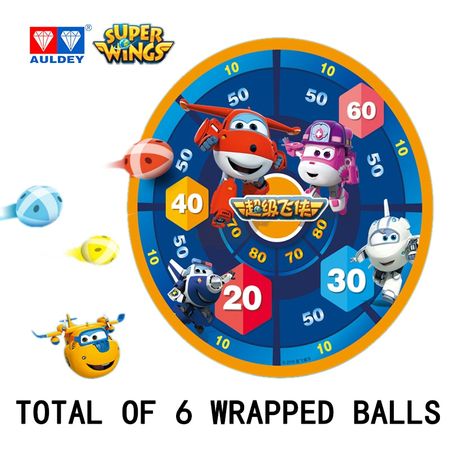 AULDEY Super Wings Dart Board Set with 6 Sticky Balls Safe Classic Board Games Gift for Kids,13.7 Inches (35cm) Dartboard