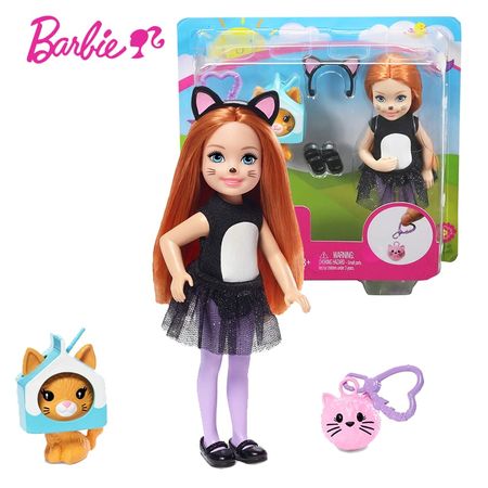 Barbie Doll Club Chelsea Little Kelly With Her Pet Friend Change Dress Girl Princess Toy Children's Day Birthday Gift GHV69