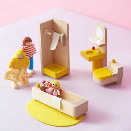 Dollhouse Furniture Toys Set Miniature for Kids Pretend Play Rooms Set Dressed Pretend Dolls Simulation Toys Delicate Wooden
