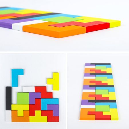 New Baby Wooden Tetris Puzzle Toy Colorful Jigsaw Board Kids Children Magination Intellectual Educational Toys for Children Gift