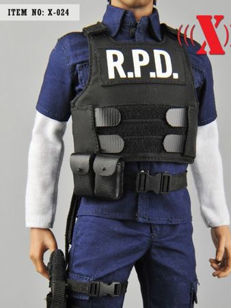 1/6 Scale X-024 Male R.P.D Inspection Costume Bulletproof Vest Pistol Holster For 12'' Action Figure