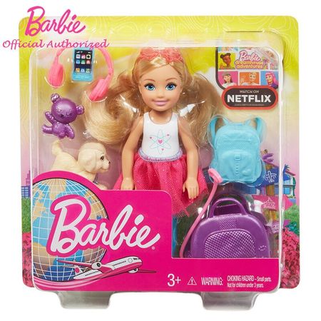 2019 Barbie  Arrival Doll Toy Chelsea Travel Set with Puppy Mini Cute Barbie Girl Funny Accessorries FWV20 Collection