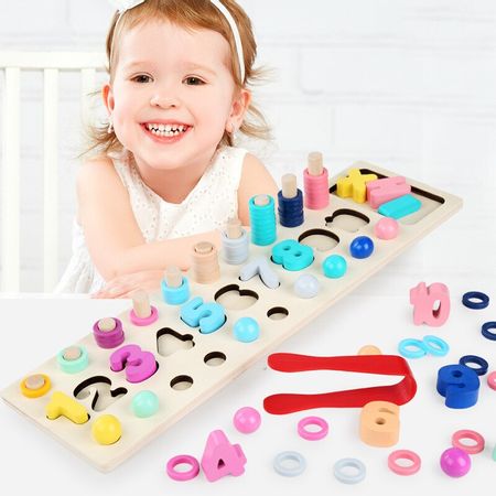 Toys Children Busy Board Preschool Toy Montessori Educational Wooden Multifunction Counting Geometry