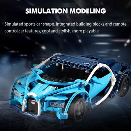 Cada 419PCS RC Blue Sports Racing Cars DIY Model Building Blocks For City Technic Remote Control Vehicle Toys for Kid