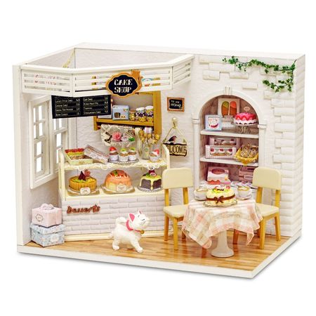 Doll House Furniture DIY Miniature Model Dust Cover 3D Wooden Dollhouse Xmas Gifts Toys For Children Kitten Diary