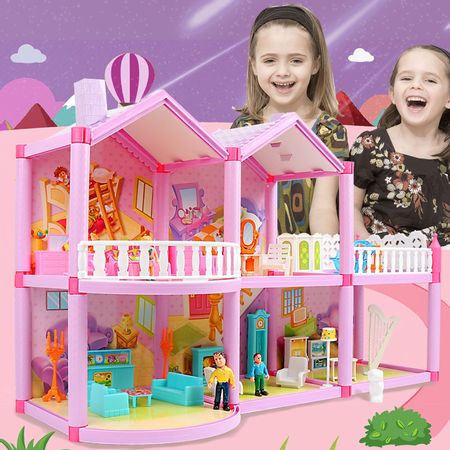 New DIY Family Doll House Dolls Accessories Toy With Miniature Furniture Garage DIY Doll House Casa Toys For Girls Birthday Gift