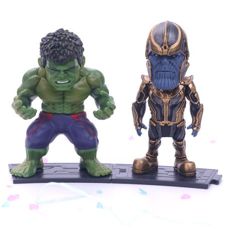 6pcs/set Marvel Avengers : Infinity War Thanos Ironman Spiderman Captain American Hulk Black Panther Figure Model Toys
