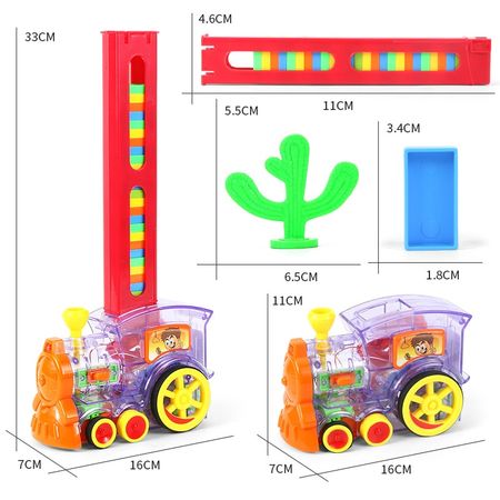 Domino Blocks Train Set Domino Game Car Toy Set Automatic Placement Domino Train Car With Light Sound Educational DIY Toy Gift