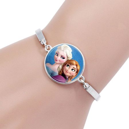 2pcs Disney Frozen Elsa And Anna Alloy Necklace Bracelet Set Sofia Ariel Princess Girls Clothing Accessories Birthday Toy Gift