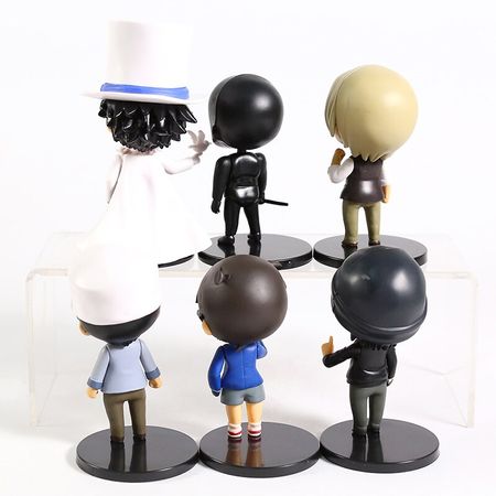 Cartoon Anime Detective Conan Figure Toys Bourbon Kudou Furuya Shuuichi Akai Thief Child Style PVC Model Dolls Gift 6Pcs/set