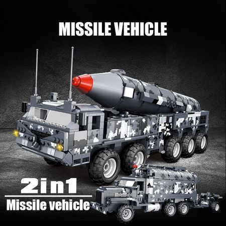 WW2 Missile Carrier Truck Building Blocks City Military Battle Tank Technic Weapon Soldier Bricks Toys for Children
