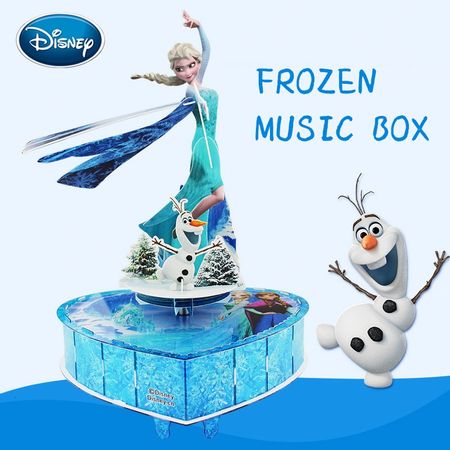 Disney 3D Puzzle Frozen Aisha Princess Music Box DIY Music Box Kid Gift Toy Puzzle