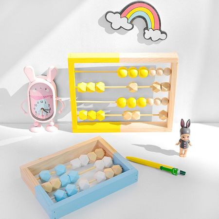 Nordic Style Natural Wooden Abacus with Beads Craft Baby Early Learning Educational Toys Scandinavian Style Child Room Decor