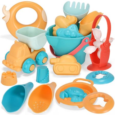 7-17Pcs Summer Silicone Soft Baby Beach Toys For Kids Bath Play Sand Bucket Molds Tool Set Outdoor Water Swimming Game Gifts