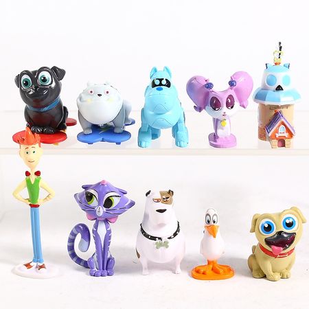 10pcs/set Puppy Dog Pals Bingo Rolly Bob dog and friends pug puppies PVC Figure Collectible Model Toy