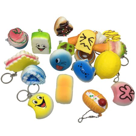 New 5CM Squishy Mini Donut Key Chain Chocolate Noodles Sweet Roll Phone Charms Straps 8PCS/Lot STRESS Relife Squeeze Kids Toys