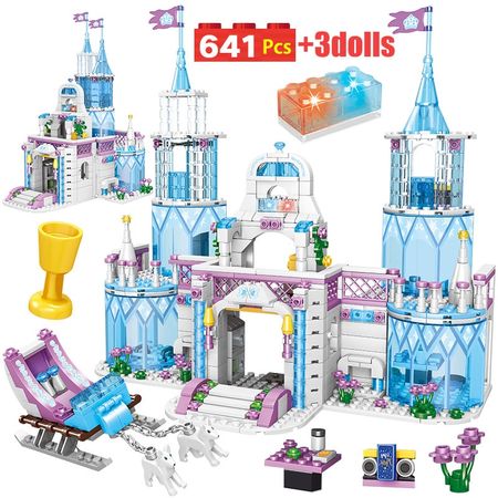 641pcs Dream Princess Castle Princess House Anna Set Friends City Elsa Ice Castle Building Blocks Toys for Girls