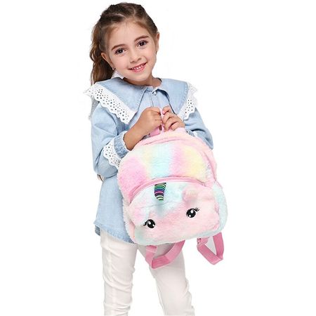 2 Colors Lovely Unicorn Cartoon Backpack Kindergarten Schoolbag Stuffed Plush Girls Boys Travel Bag Children Plushie Bookbag