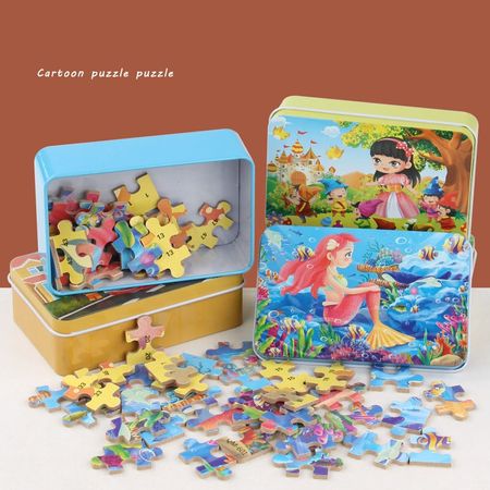 60 Piece Wooden Jigsaw Puzzle Cartoon Plane Puzzles Interactive Toy Baby Educational Learning Toys for Children Birthday Gift
