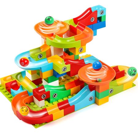 52/208Pcs Marble Race Run Maze Balls Variety Track Building Blocks Children Educational Building Brick Block Toy Birthday Gift