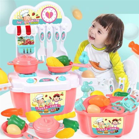22Pcs Plastic Mini Children Baby Kitchen Play House Toy Simulational Kitchenware Storage Cookware Cooking Pretend Play for Girls